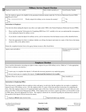 OPM Form 1515 Military Service Deposit Election
