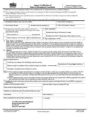 OPM Form 1482 FEGLI Certification