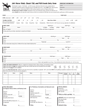 2011 USEA Horse Trials Entry Form