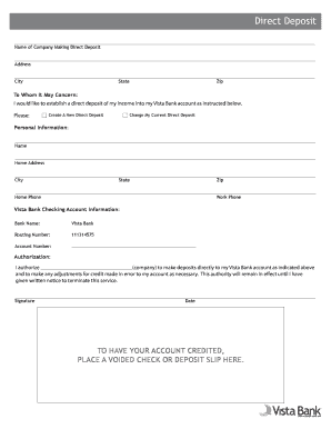 Direct Deposit Authorization Form