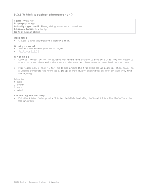 Weather Phenomenon Recognition Worksheet