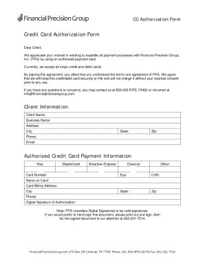 Credit Card Authorization Form