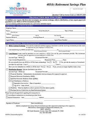 403(b) Transaction Routing Form