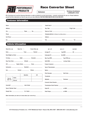ATI Transmission Converter Request Form