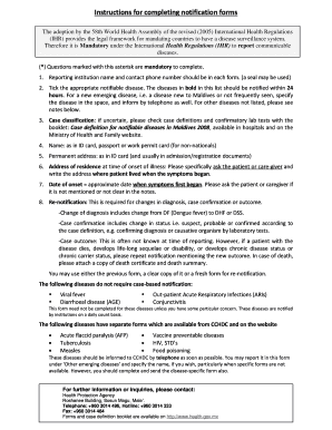 Maldives Communicable Disease Notification Form