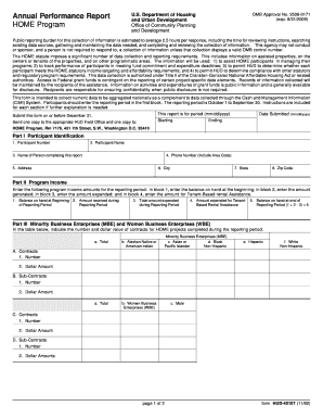 HUD Annual Performance Report Form 40107
