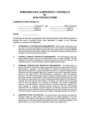 Subcontractor Performance Agreement