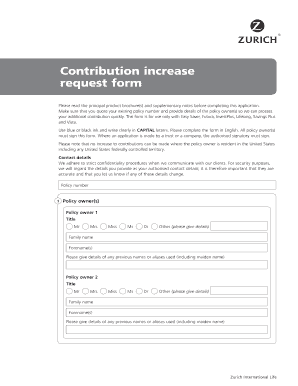 Contribution Increase Request Form
