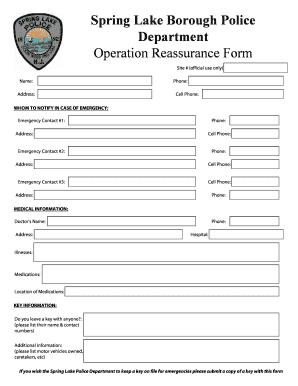 Spring Lake Police Operation Reassurance Form