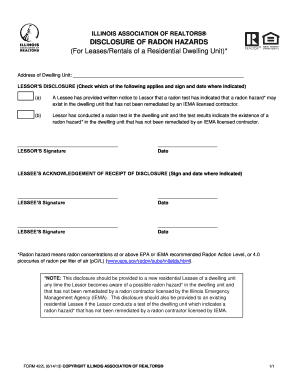 Illinois Radon Hazard Disclosure for Leases