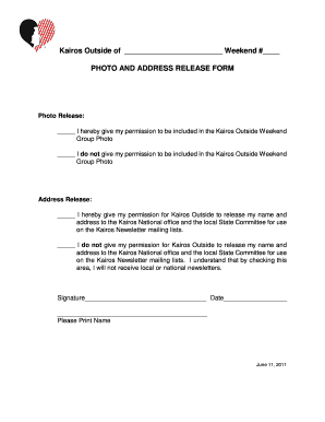 Kairos Outside Photo and Address Release Form