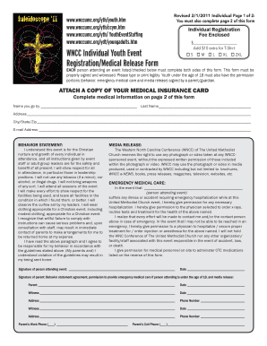 WNCC Individual Youth Event Registration/Medical Release Form