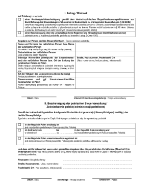 German Tax Registration Form for Polish Sole Proprietors