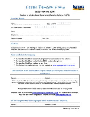 Election to Join Local Government Pension Scheme
