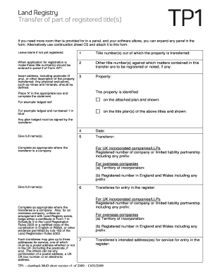 UK Property Transfer Form TP1