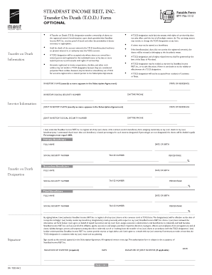 Steadfast Income REIT Transfer on Death Form