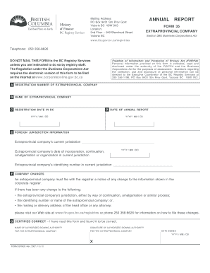 BC Annual Report for Extraprovincial Company