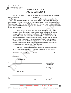 Addendum to Lease for Smoke Detectors
