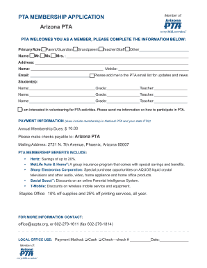 Arizona PTA Membership Application
