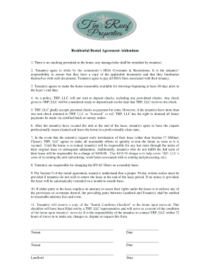 Residential Rental Agreement Addendum