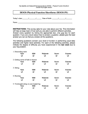 HOOS Physical Function Shortform