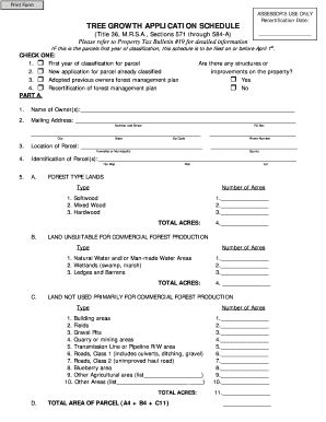 Maine Tree Growth Tax Application