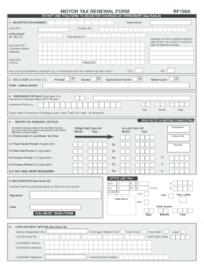 Motor Tax Renewal Form