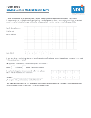 Driving Licence Medical Report Form