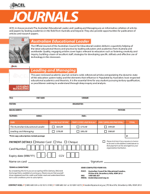 Australian Educational Leader Subscription Form
