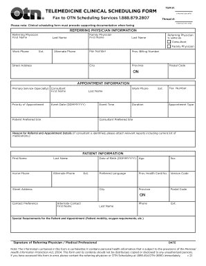 Telemedicine Clinical Scheduling Form
