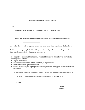 Notice to Terminate Tenancy