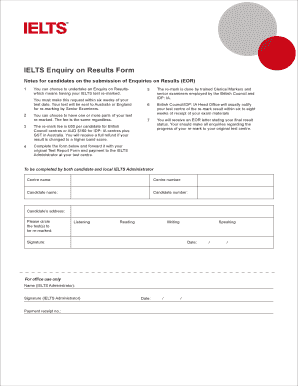 IELTS Enquiry on Results Form