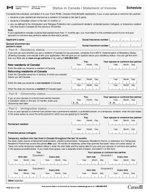 Canada Child Benefits Application Schedule