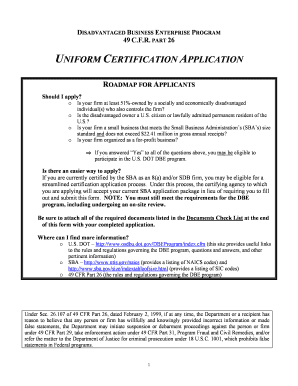 Disadvantaged Business Enterprise Certification Application