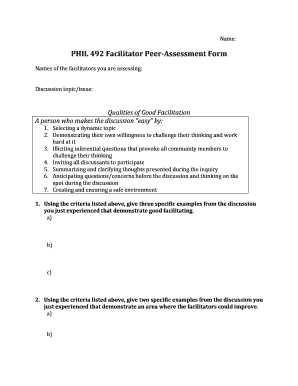PHIL 492 Peer-Assessment Form