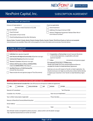NexPoint Capital Subscription Agreement