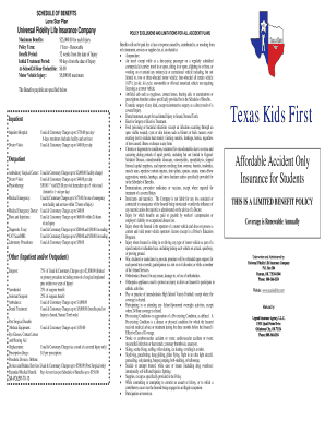 Texas Kids First Accident Insurance Enrollment Form