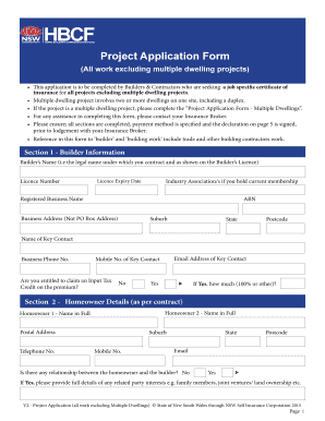 Home Building Compensation Fund Project Application Form