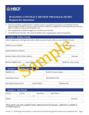 NSW BCRP Request for Quotation