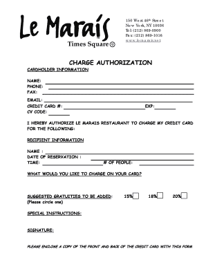 Credit Card Authorization Form