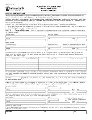 Power of Attorney and Declaration of Representative