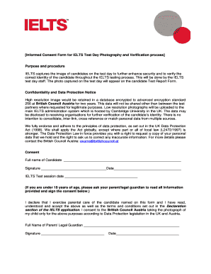 IELTS Test Day Photography Consent Form