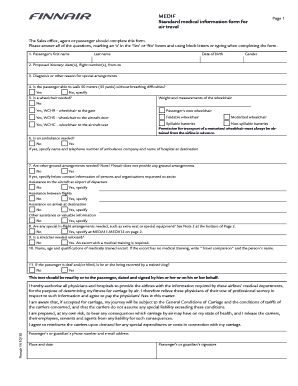 14 MEDIFStandard medical information form for air travel - Finnair