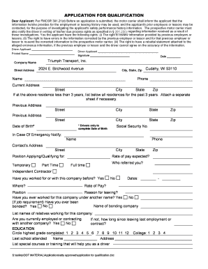 Application for Qualification