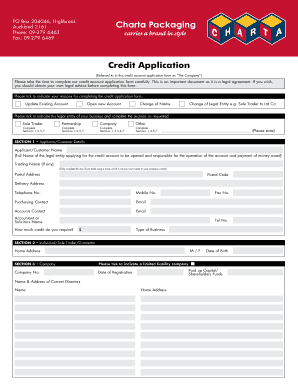 New Zealand Credit Account Application Form