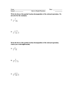 Partial Fractions Worksheet
