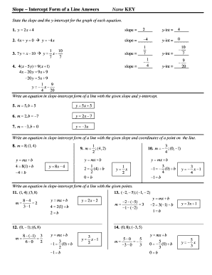 Slope-Intercept Form Worksheet