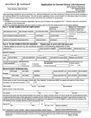 Group Life Insurance Conversion Application