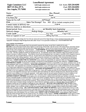 Texas Storage Container Lease Agreement