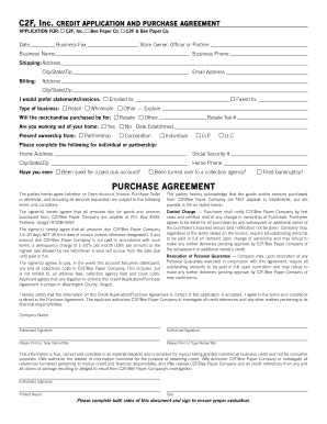 C2F Inc Credit Application and Purchase Agreement